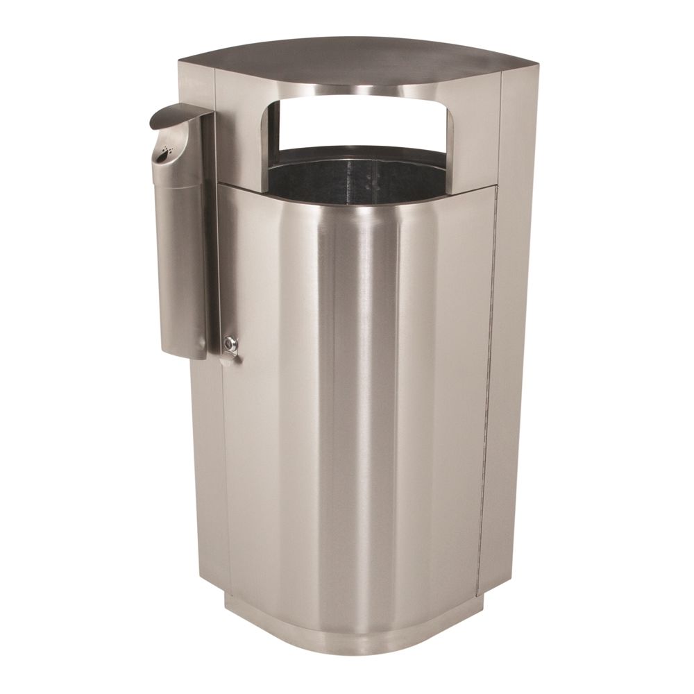 Commercial Zone® Precision Series® 40 Gallon Trash Container, Leaf-Shaped, Dome Lid, Cigarette, SS